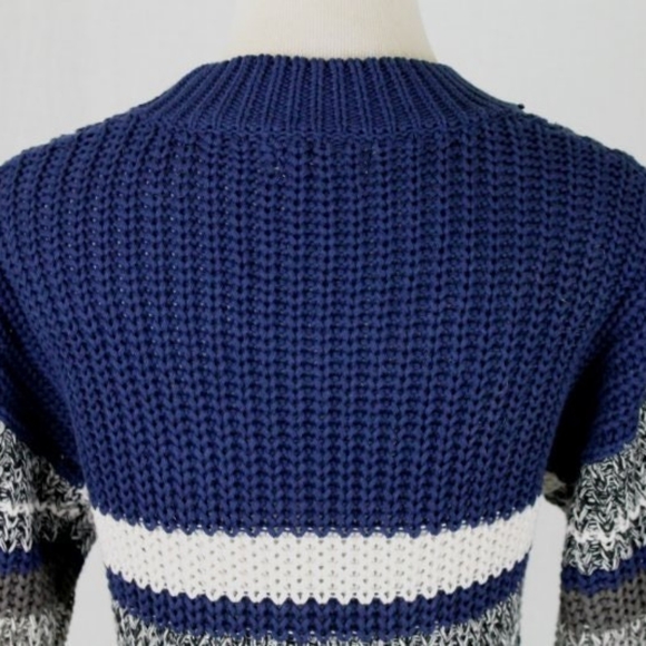 METISU Chunky Hand-knit Navy Cotton Mid-Calf Sweater Dress M 90s- y2k Like New - Picture 9 of 11